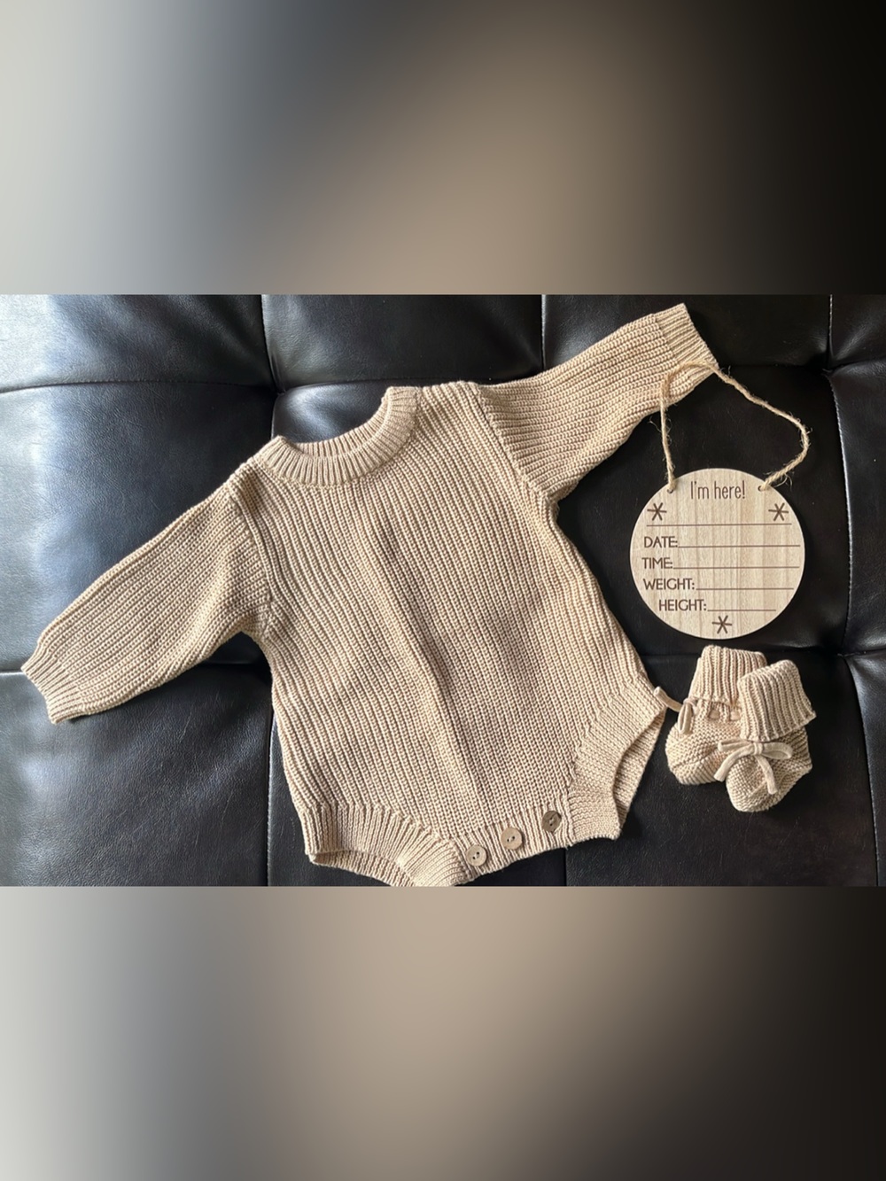 NWOT Classic Tan Knit Baby Sweater Bodysuit